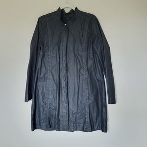 Eileen Fisher Cotton Waxed Jacket Long Trench Black